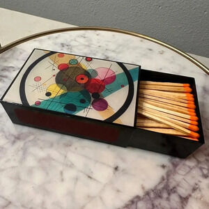 Vintage Kandinsky Abstract Art Circles Wooden Matchbox